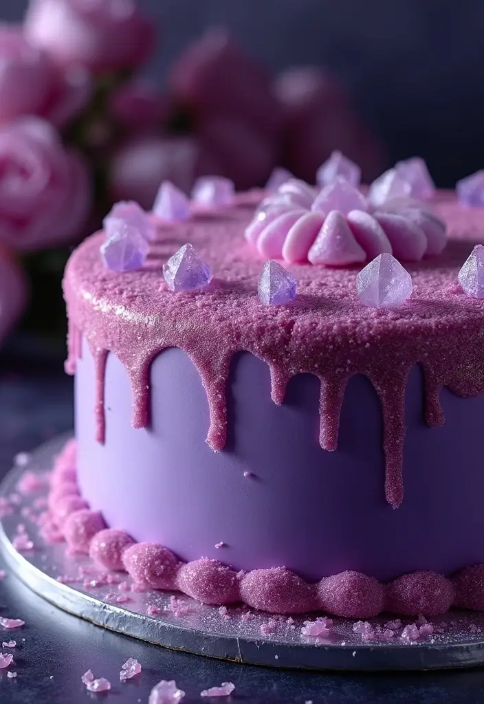 25+ Purple Wedding Cake Ideas That Are Royal and Romantic - 15. Sparkling Purple Crystal Cake