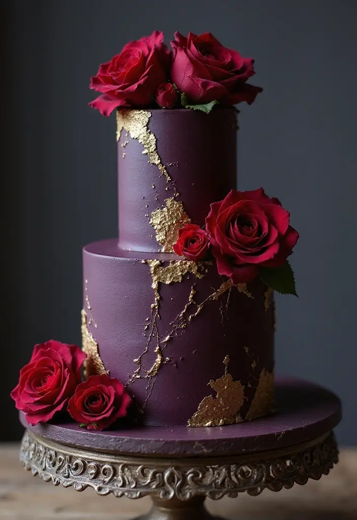 25+ Purple Wedding Cake Ideas That Are Royal and Romantic - 2. Royal Plum Elegance