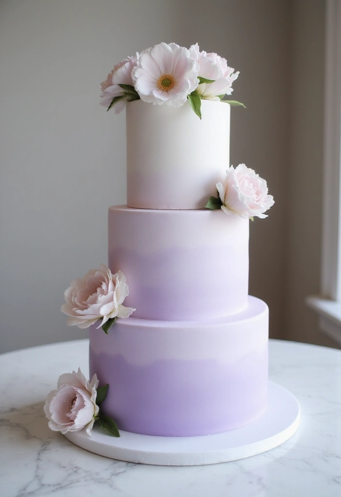 25+ Purple Wedding Cake Ideas That Are Royal and Romantic - 20. Subtle Lavender Ombre Cake
