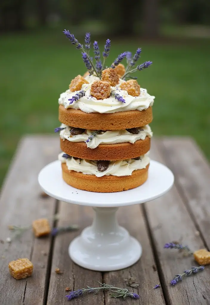 25+ Purple Wedding Cake Ideas That Are Royal and Romantic - 3. Lavender and Honey Delight