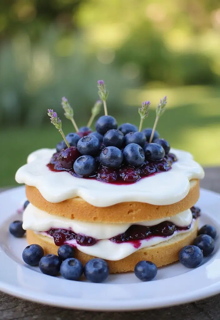 25+ Purple Wedding Cake Ideas That Are Royal and Romantic - 7. Whimsical Lavender and Blueberry Cake