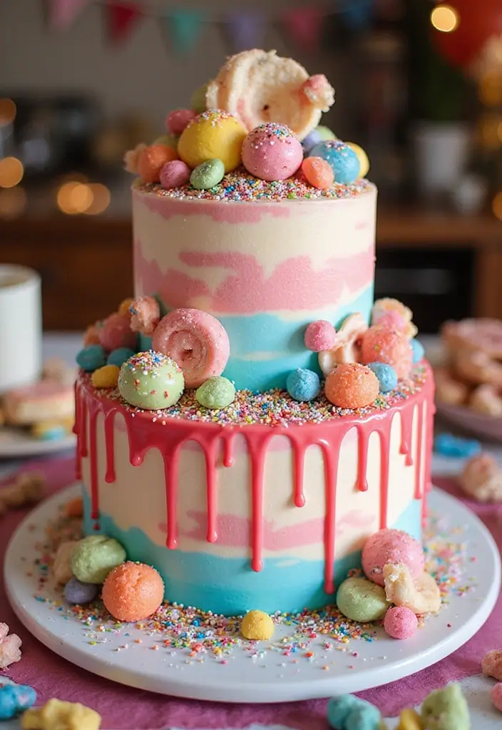 25+ Quince Cake Ideas for a Glamorous Sweet 15 Party 113 25+ Quince Cake Ideas for a Glamorous Sweet 15 Party - 19. Candy Land Cake