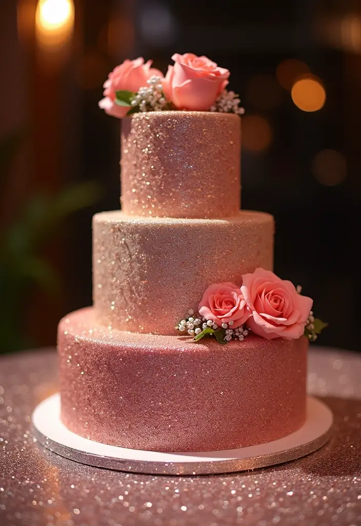 25+ Quince Cake Ideas for a Glamorous Sweet 15 Party 22 25+ Quince Cake Ideas for a Glamorous Sweet 15 Party - 4. Glitter and Glam