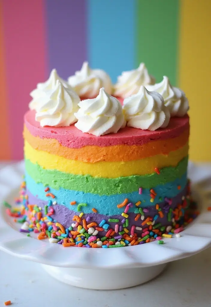 25+ Quince Cake Ideas for a Glamorous Sweet 15 Party 34 25+ Quince Cake Ideas for a Glamorous Sweet 15 Party - 6. Whimsical Rainbow Delight