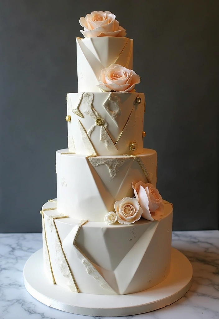 25+ Quince Cake Ideas for a Glamorous Sweet 15 Party 41 25+ Quince Cake Ideas for a Glamorous Sweet 15 Party - 7. Geometric Cake Design