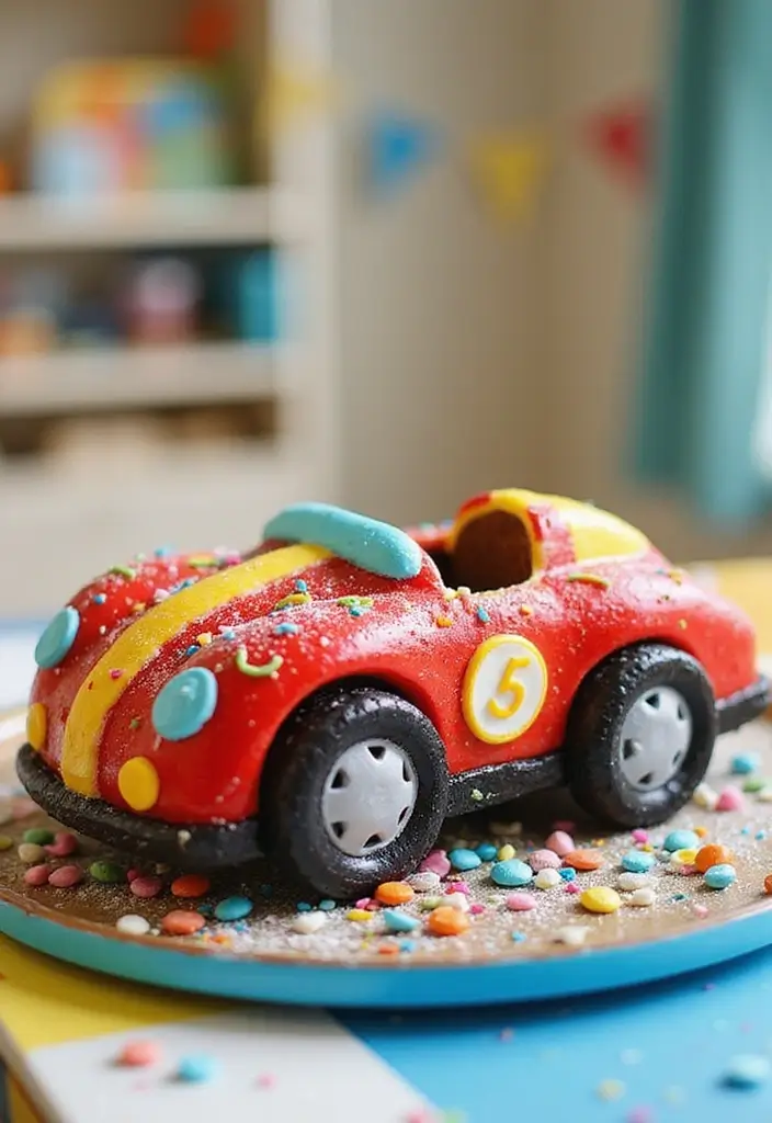 25+ Race Car Birthday Cake Ideas for Speed Lovers - 12. Race Car Smash Cake