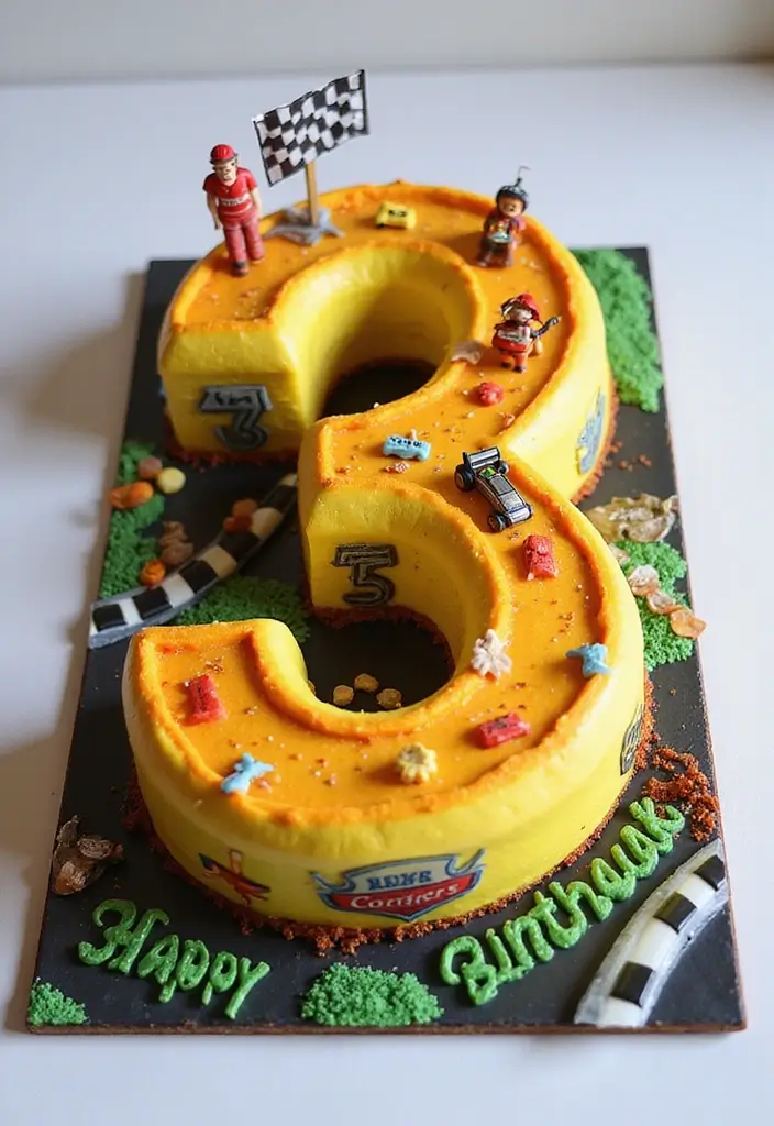 25+ Race Car Birthday Cake Ideas for Speed Lovers - 13. Custom Number Cake