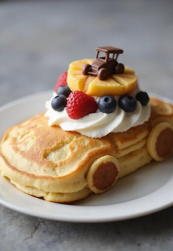 25+ Race Car Birthday Cake Ideas for Speed Lovers - 18. Race Car Pancake Cake