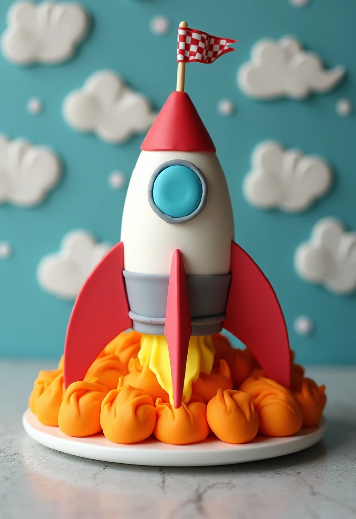 25+ Race Car Birthday Cake Ideas for Speed Lovers - 20. Racing Rocket Cake
