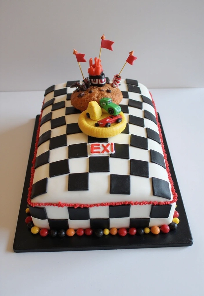 25+ Race Car Birthday Cake Ideas for Speed Lovers - 21. Racing Flag Cake