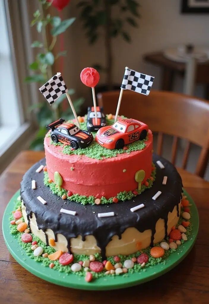 25+ Race Car Birthday Cake Ideas for Speed Lovers - 25. Edible Racing Track Cake