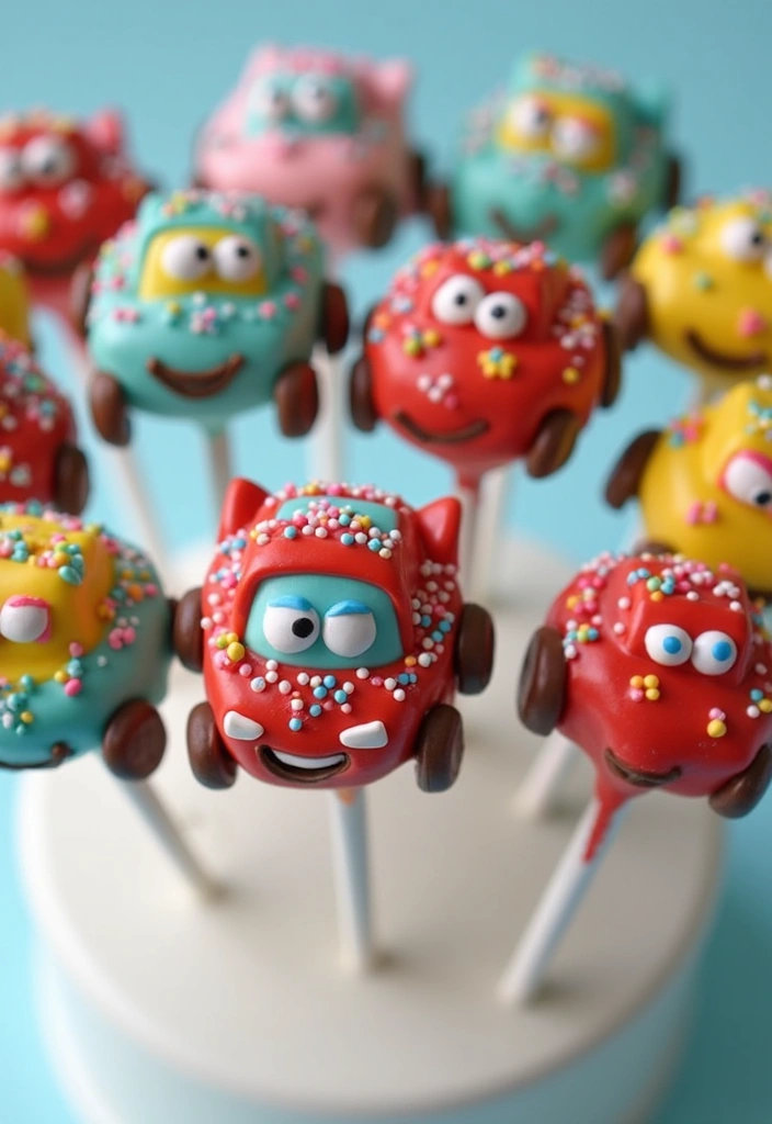 25+ Race Car Birthday Cake Ideas for Speed Lovers - 7. Race Car Birthday Cake Pops