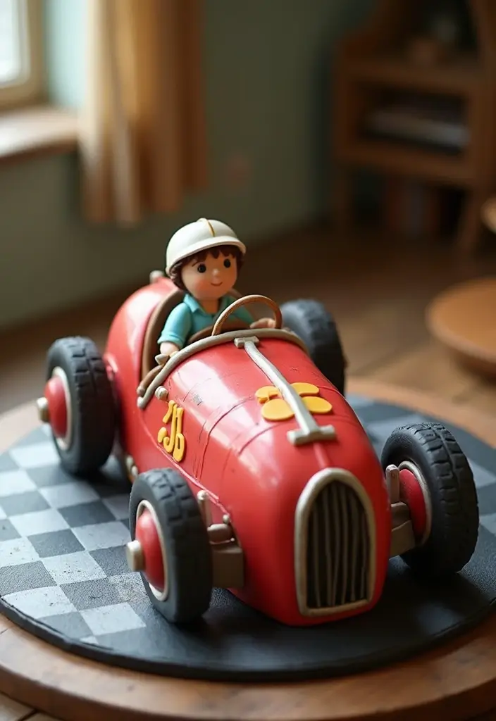 25+ Race Car Birthday Cake Ideas for Speed Lovers - 8. Vintage Race Car Cake