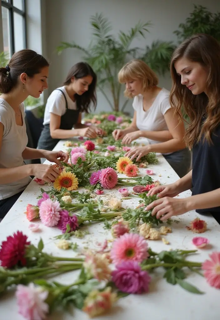 25+ Romantic Date Night Bridal Shower Ideas for Modern Couples - 3. Flower Arranging Workshop
