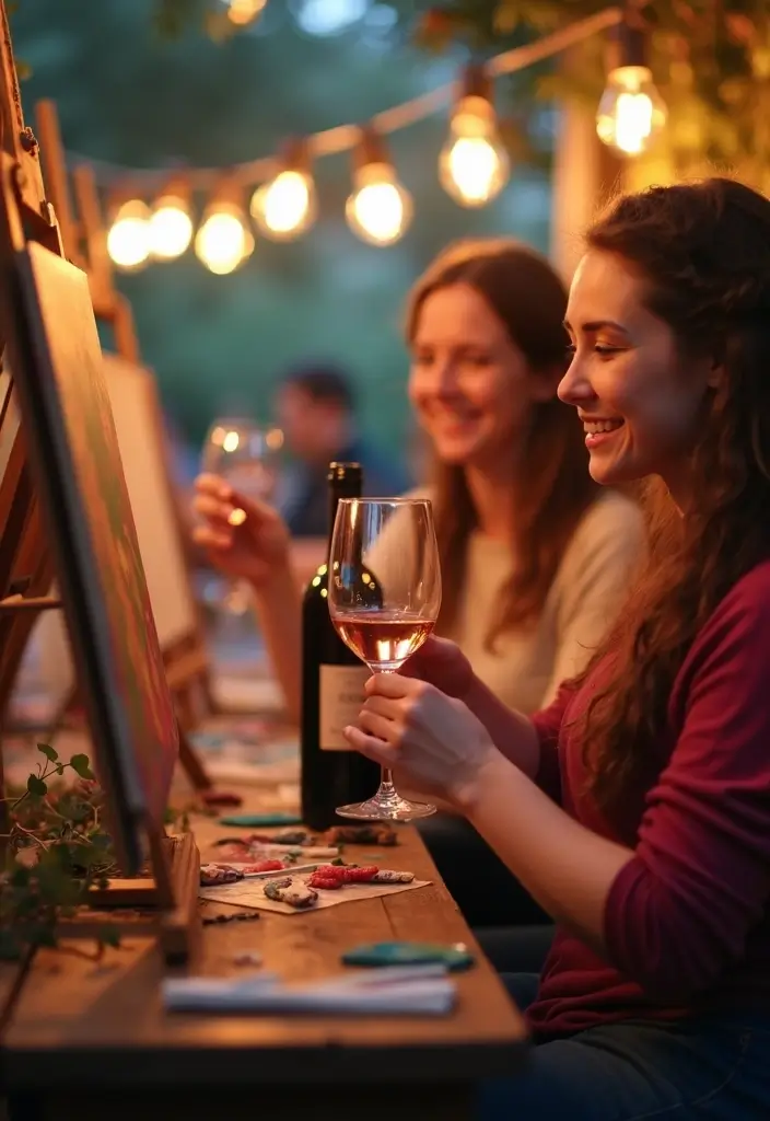 25+ Romantic Date Night Bridal Shower Ideas for Modern Couples - 9. Wine and Paint Night