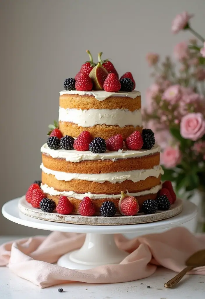 25+ Simple Wedding Cake Ideas That Are Chic and Elegant - 1. Naked Cake Elegance