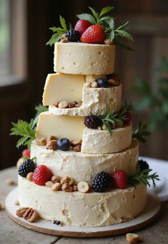 25+ Simple Wedding Cake Ideas That Are Chic and Elegant - 13. Rustic Cheese Cake