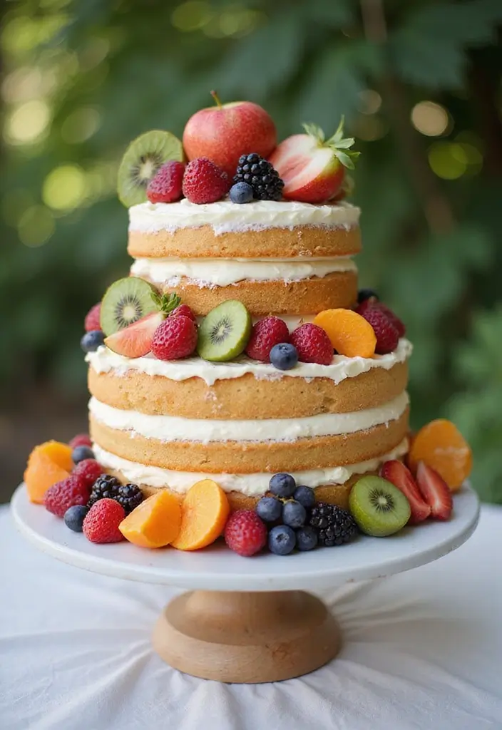25+ Simple Wedding Cake Ideas That Are Chic and Elegant - 14. Simple Fruit Tiers