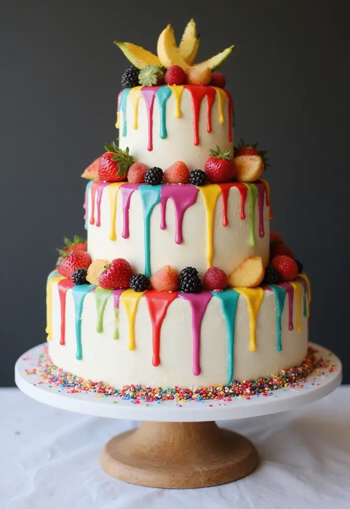 25+ Simple Wedding Cake Ideas That Are Chic and Elegant - 16. Whimsical Drip Cake