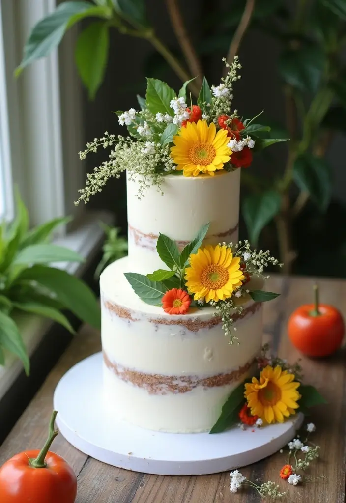 25+ Simple Wedding Cake Ideas That Are Chic and Elegant - 18. Simple Veggie Cake