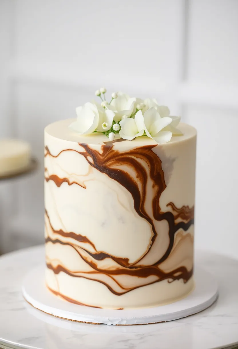 25+ Small Wedding Cake Ideas That Are Elegant and Affordable - 13. White Marble Cake