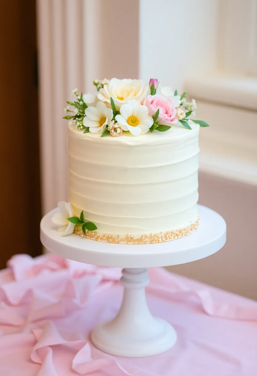 25+ Small Wedding Cake Ideas That Are Elegant and Affordable - 3. Single-Tier Buttercream Cake