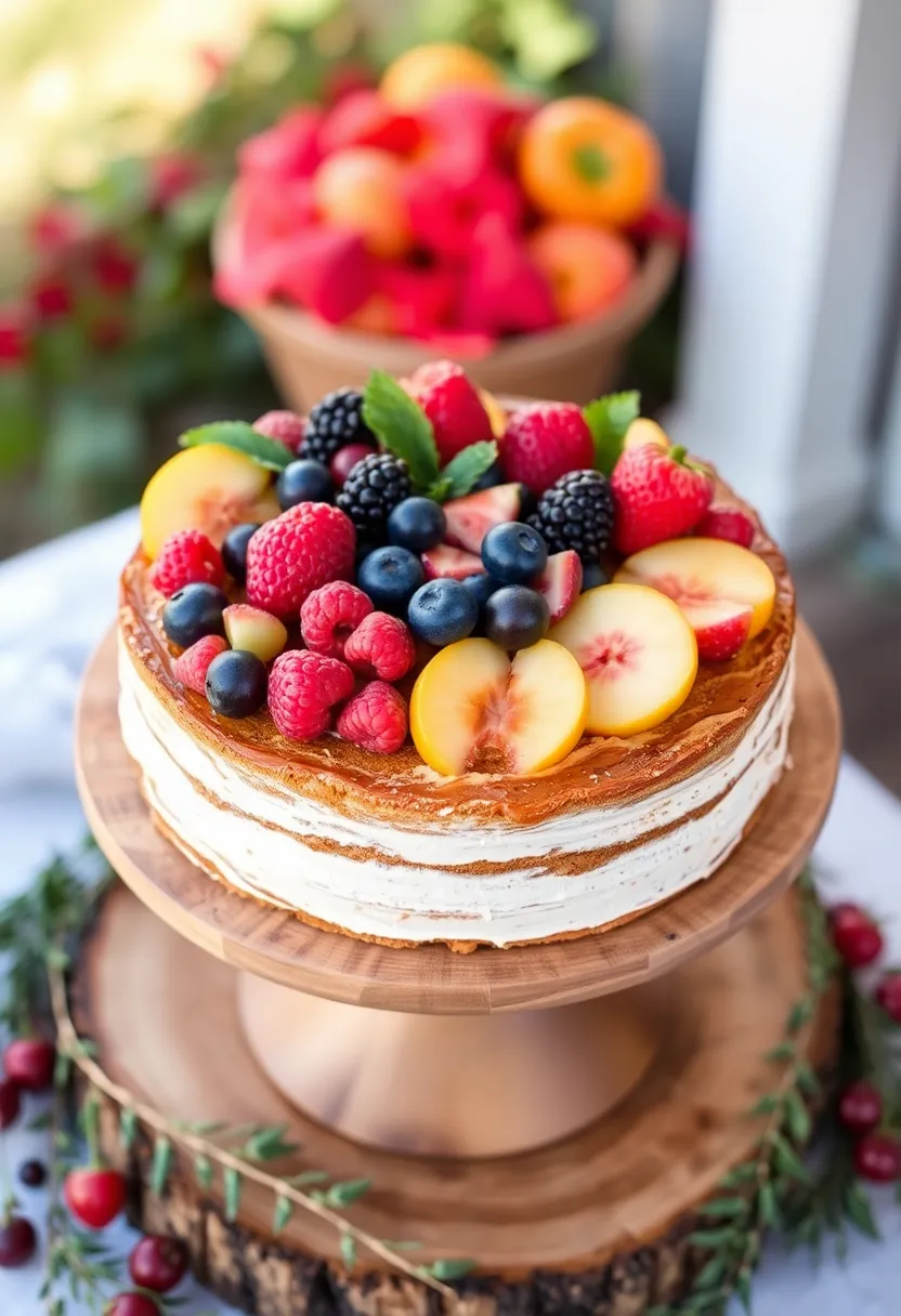 25+ Small Wedding Cake Ideas That Are Elegant and Affordable - 8. Rustic Fruit-Top Cake