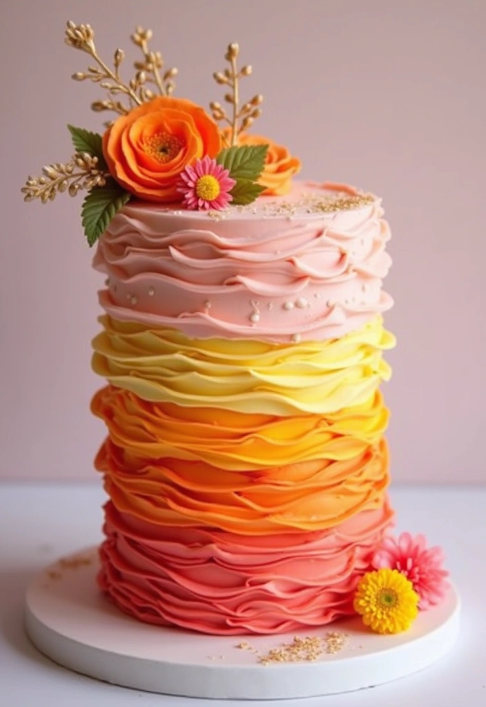 25+ Snow White Cake Ideas for a Classic Fairytale Party - 21. The Sunset Dream Cake