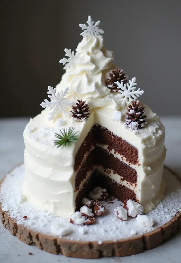 25+ Snow White Cake Ideas for a Classic Fairytale Party - 22. The Snow-Capped Mountain Cake