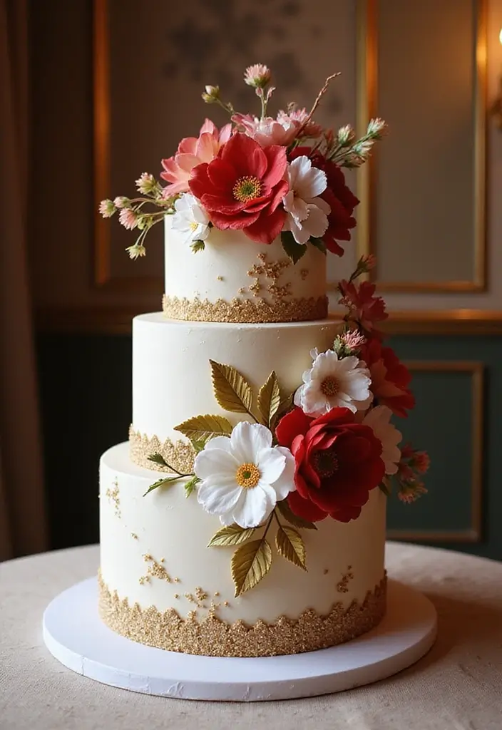 25+ Snow White Cake Ideas for a Classic Fairytale Party - 7. The Royal Blossom Cake