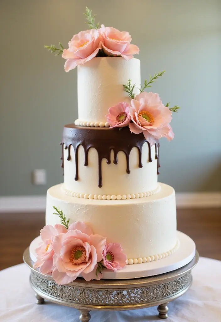 25+ Spring Wedding Cake Ideas Blooming with Fresh Florals - 12. Multi-Flavored Tiered Cakes
