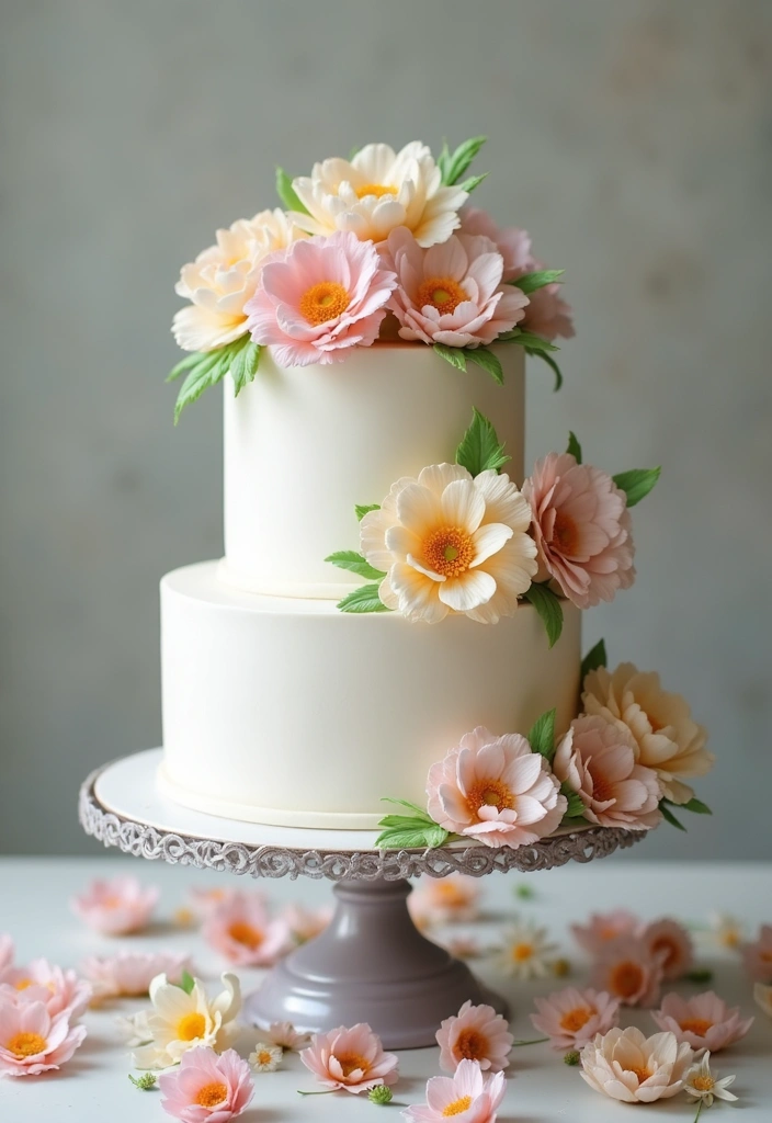 25+ Spring Wedding Cake Ideas Blooming with Fresh Florals - 16. Fondant Floral Cakes