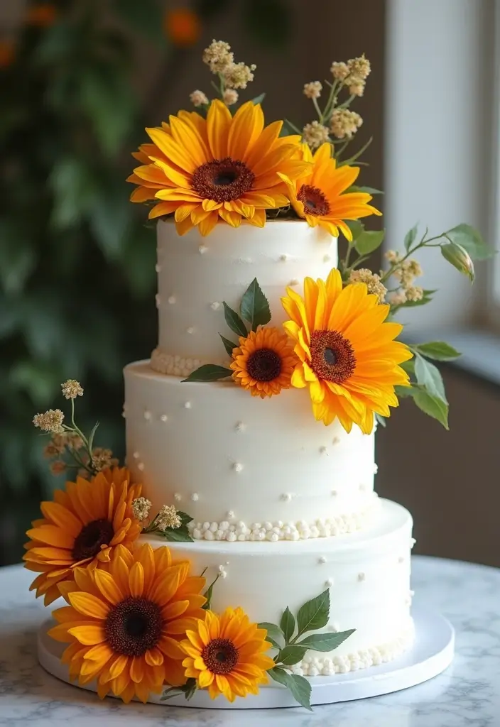 25+ Spring Wedding Cake Ideas Blooming with Fresh Florals - 19. Elegant White Cakes with Bold Flowers