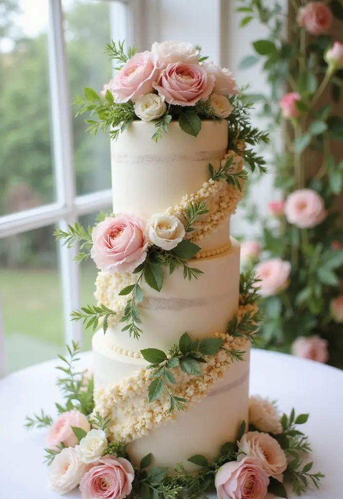 25+ Spring Wedding Cake Ideas Blooming with Fresh Florals - 23. Twisted Floral Designs