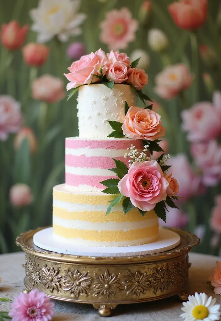 25+ Spring Wedding Cake Ideas Blooming with Fresh Florals - 24. Multi-Tiered Floral Creations