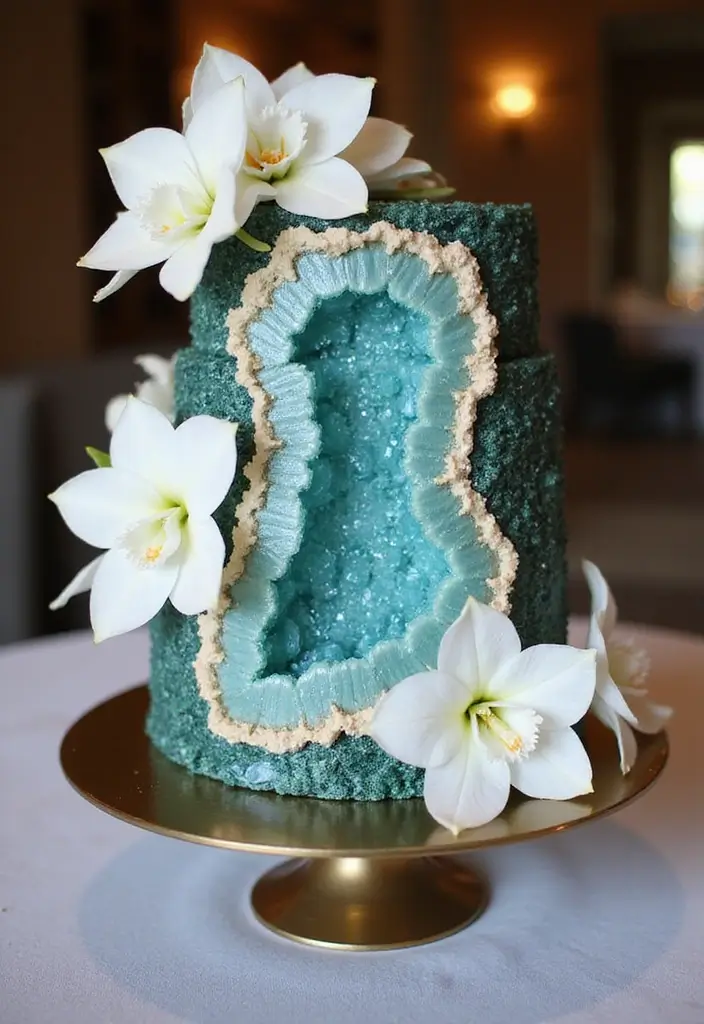 25+ Spring Wedding Cake Ideas Blooming with Fresh Florals - 4. Floral Geode Cakes