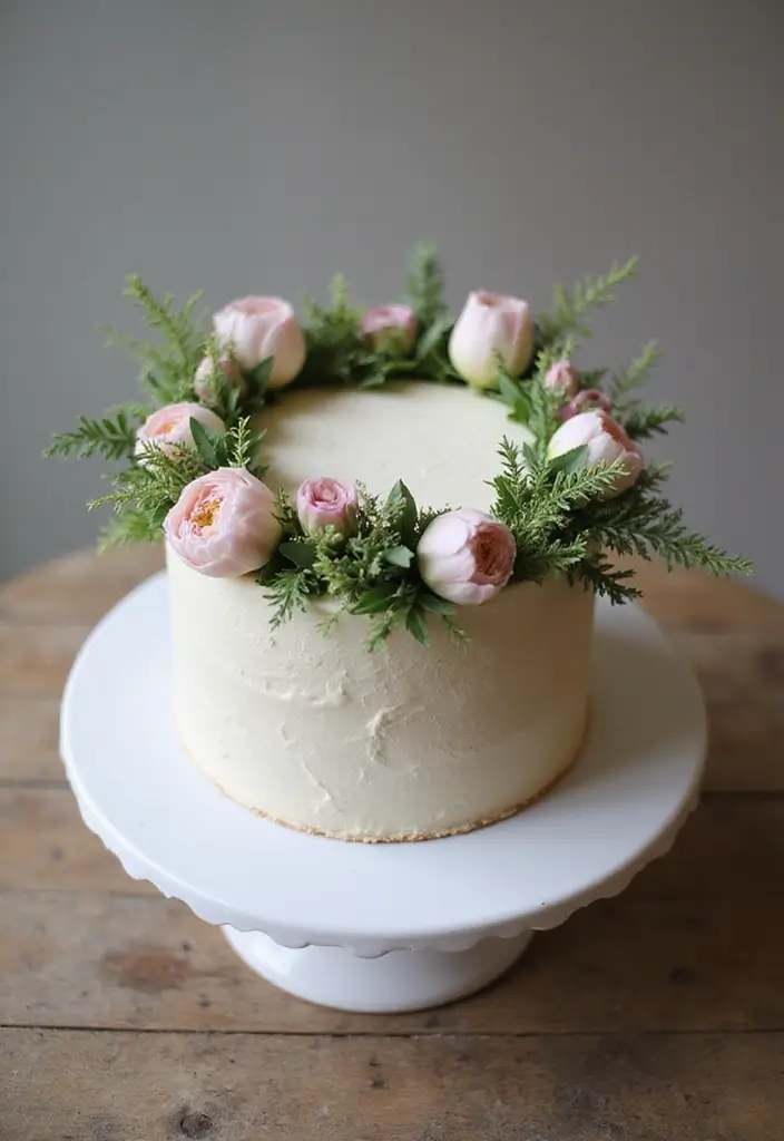 25+ Spring Wedding Cake Ideas Blooming with Fresh Florals - 5. Floral Wreath Cakes