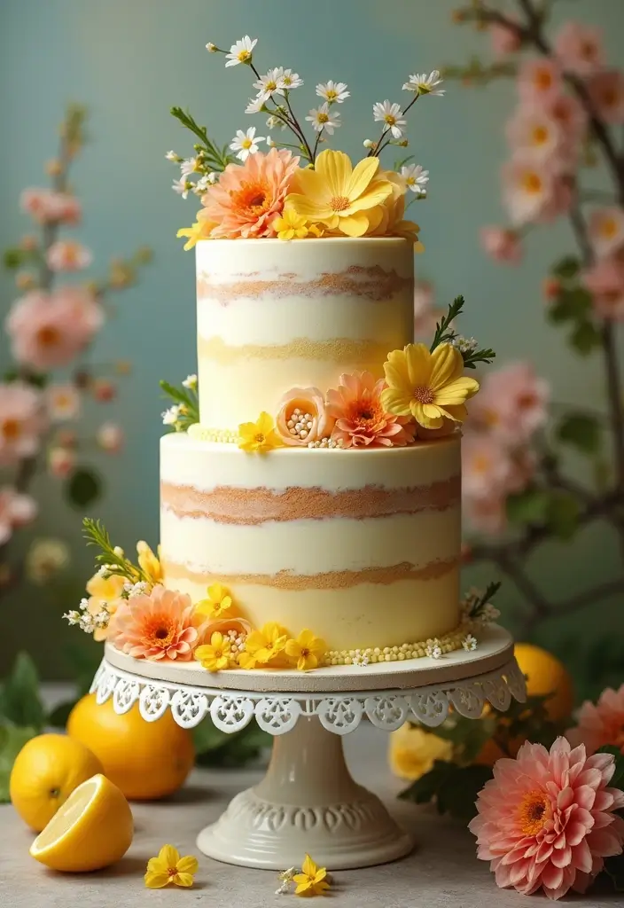 25+ Spring Wedding Cake Ideas Blooming with Fresh Florals - 9. Whimsical Tiered Cakes with Seasonal Fruits