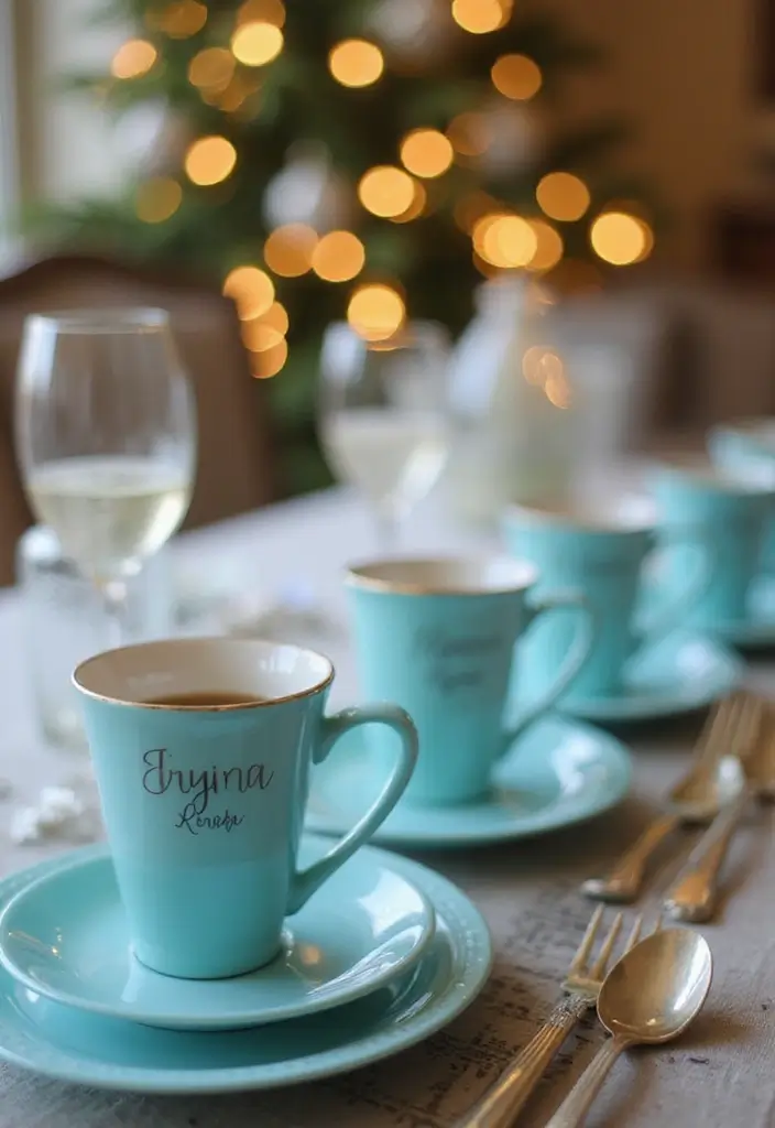 25+ Tiffany & Co Bridal Shower Ideas in Iconic Blue Style - 13. Customized Tiffany Blue Cups