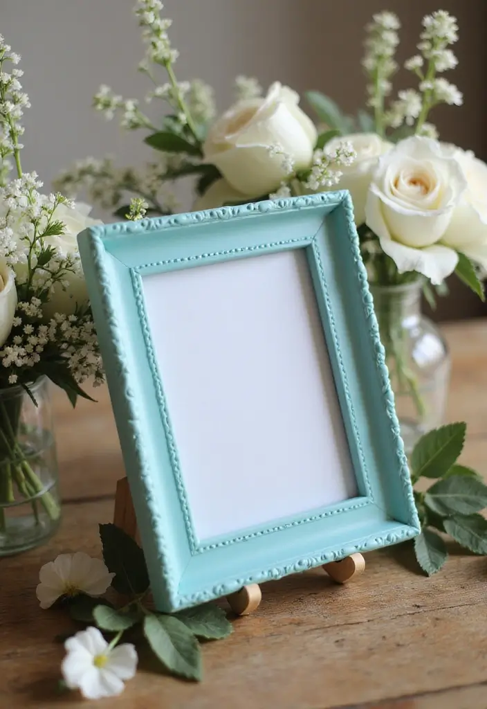 25+ Tiffany & Co Bridal Shower Ideas in Iconic Blue Style - 17. Tiffany Blue Photo Frame Guestbook