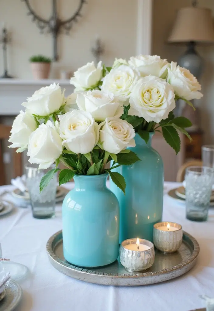 25+ Tiffany & Co Bridal Shower Ideas in Iconic Blue Style - 2. Tiffany Blue Centerpieces