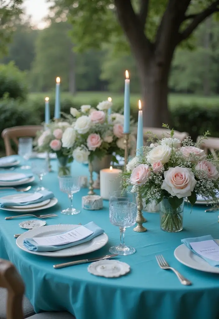 25+ Tiffany & Co Bridal Shower Ideas in Iconic Blue Style - 20. Sweetheart Table in Tiffany Blue