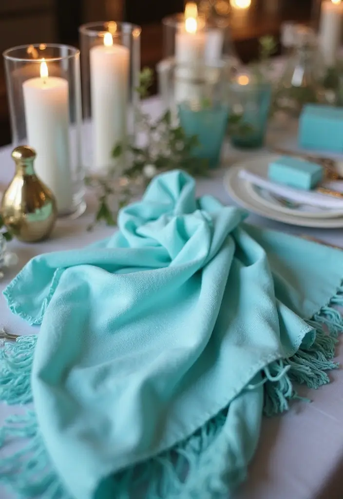 25+ Tiffany & Co Bridal Shower Ideas in Iconic Blue Style - 22. Tiffany Blue Pashmina Wraps
