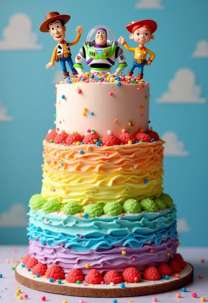 25+ Toy Story Cake Ideas for Buzz & Woody Fans 64 25+ Toy Story Cake Ideas for Buzz & Woody Fans - 10. Toy Story Color Splash Cake