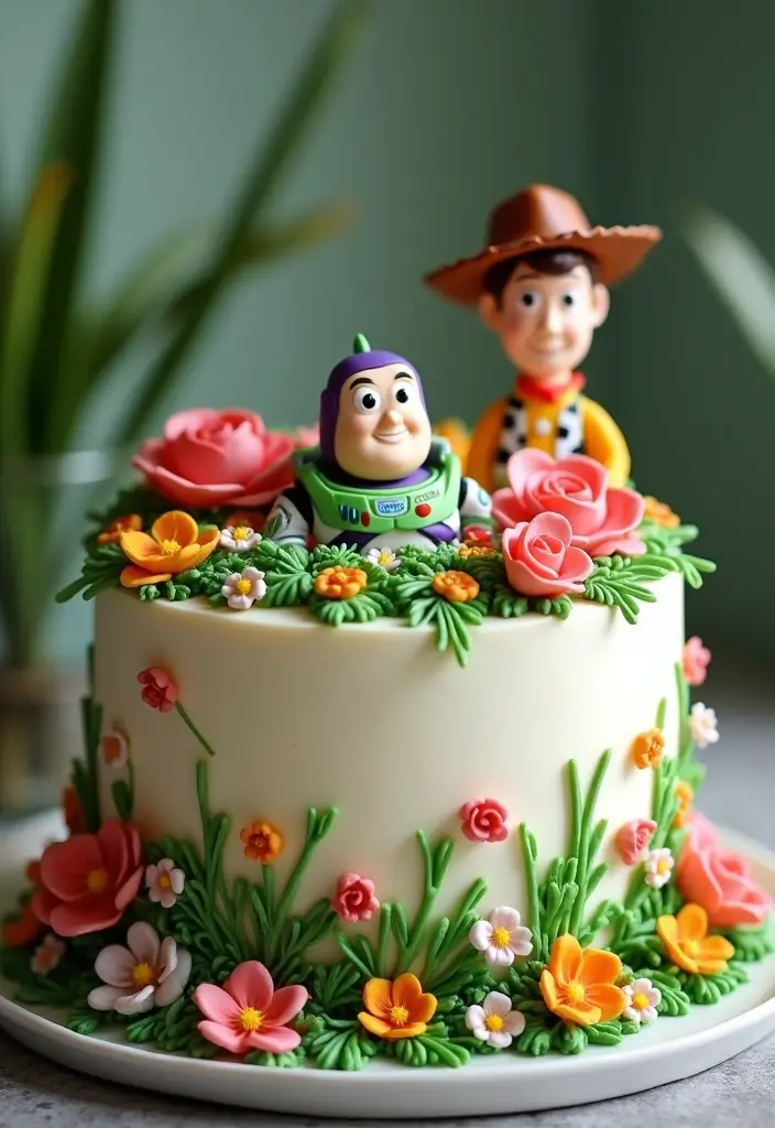 25+ Toy Story Cake Ideas for Buzz & Woody Fans 144 25+ Toy Story Cake Ideas for Buzz & Woody Fans - 22. Toy Story Garden Cake