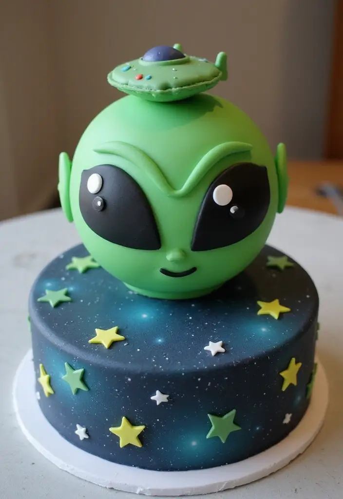 25+ Toy Story Cake Ideas for Buzz & Woody Fans 29 25+ Toy Story Cake Ideas for Buzz & Woody Fans - 5. Alien Abduction Cake