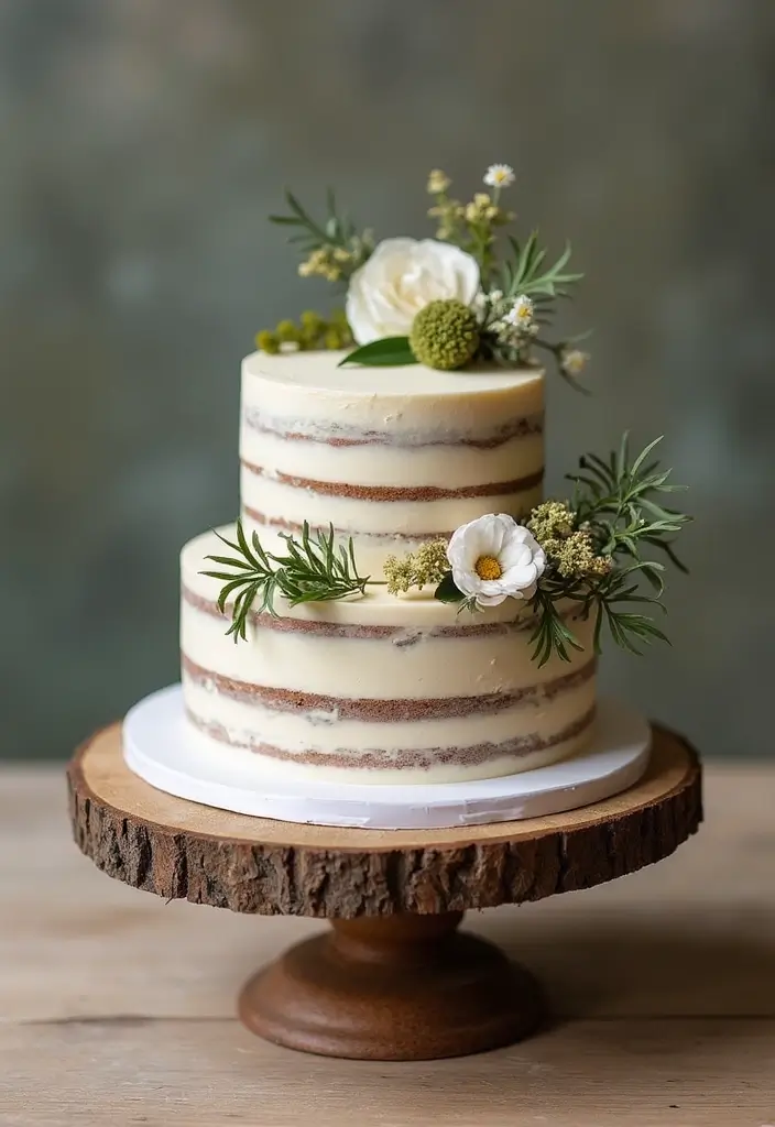 25+ Two-Tier Wedding Cake Ideas That Are Small Yet Stunning - 1. Rustic Charm with Wood Elements