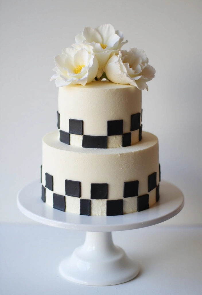25+ Two-Tier Wedding Cake Ideas That Are Small Yet Stunning - 18. Classic Checkerboard Cake