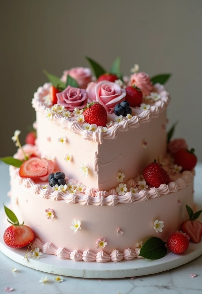 25+ Two-Tier Wedding Cake Ideas That Are Small Yet Stunning - 19. Sweet Heart Cake