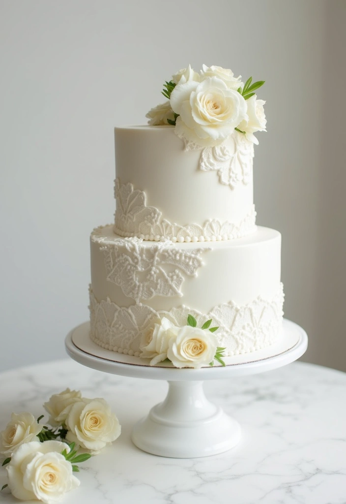 25+ Two-Tier Wedding Cake Ideas That Are Small Yet Stunning - 2. Elegant White on White